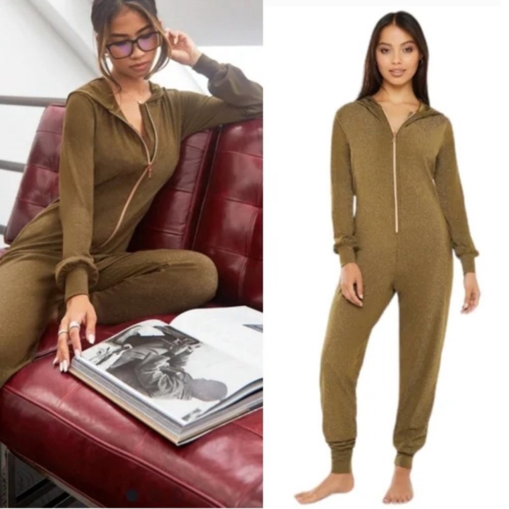 NWT Savage X Fenty Sleep & Shine Relaxed Stretch Loungewear Jumpsuit Olive Green